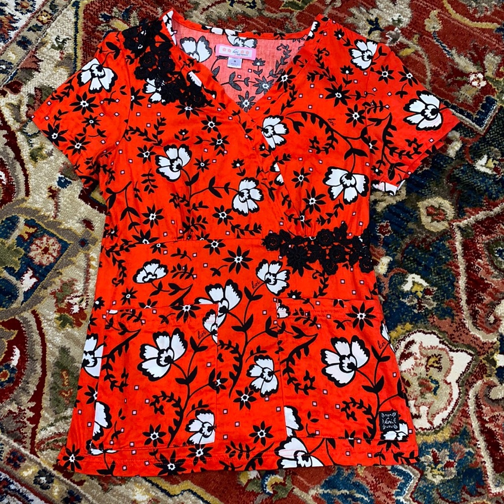 Red Koi scrub top